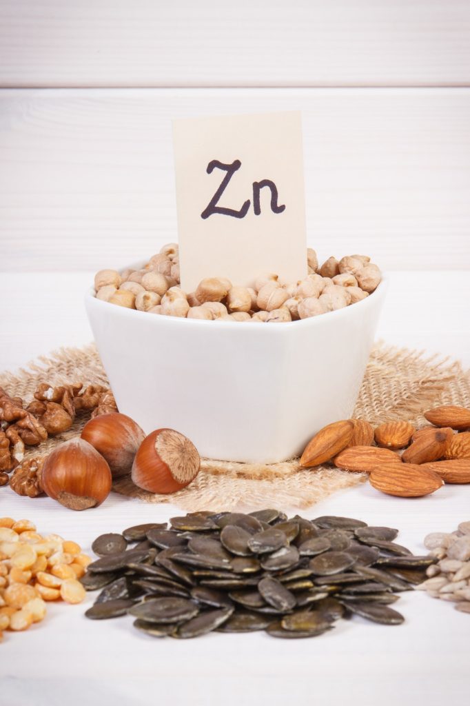 Products and ingredients containing zinc and dietary fiber, healthy nutrition