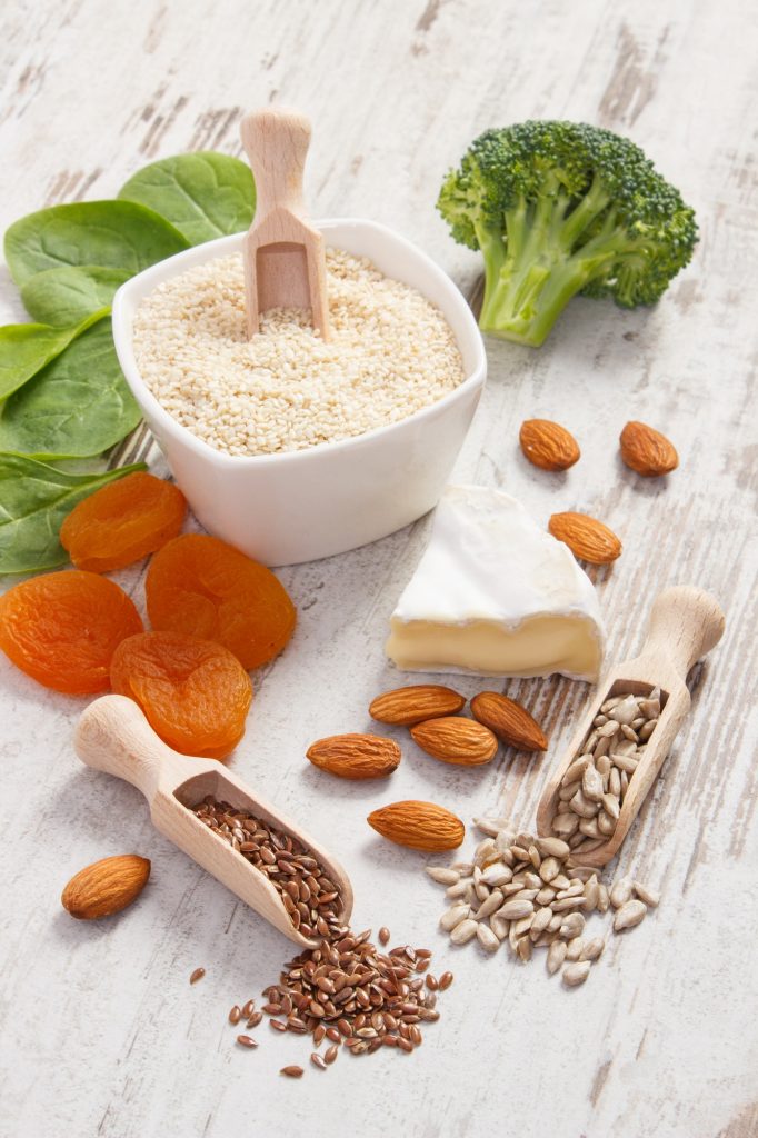 Products containing calcium and minerals with dietary fiber, healthy nutrition